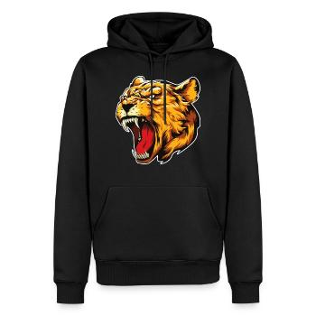 Animal tête de lionne - Sweat à capuche Premium bio Homme - noir - Devant - Nico (187cm)