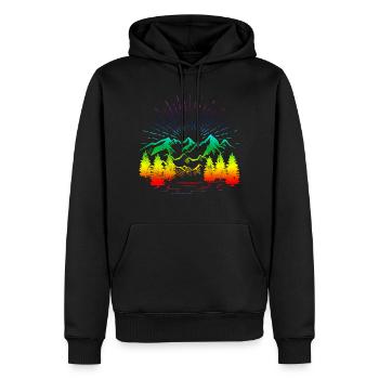 Berge Symbol Mountains Bunt - Männer Premium Bio Hoodie - Schwarz - Vorne - Nico (187cm)