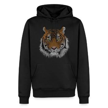 Vintage Tigerkopf - Männer Premium Bio Hoodie - Schwarz - Vorne - Nico (187cm)