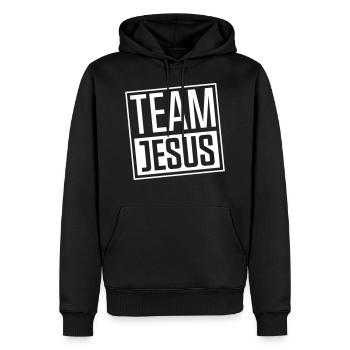 équipe jésus - Sweat à capuche Premium bio Homme - noir - Devant - Nico (187cm)