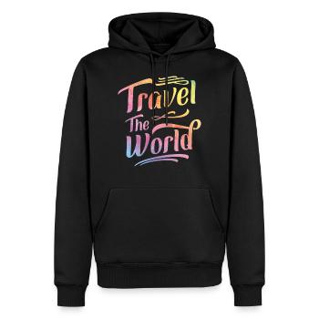 World Travel Travel Vacation - Sweat à capuche Premium bio Homme - noir - Devant - Nico (187cm)