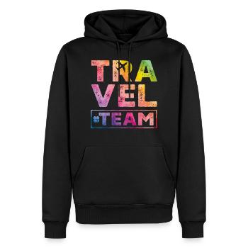 Voyage coeur de l'équipe de voyage - Sweat à capuche Premium bio Homme - noir - Devant - Nico (187cm)