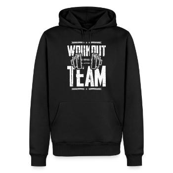 Entraînement fitness gym équipe - Sweat à capuche Premium bio Homme - noir - Devant - Nico (187cm)