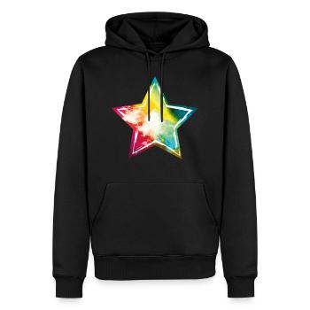 stern bunt symbol - Männer Premium Bio Hoodie - Schwarz - Vorne - Nico (187cm)