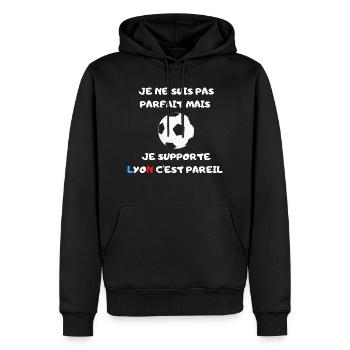 Je ne suis pas parfait mais je supporte Lyon - Sweat à capuche Premium bio Homme - noir - Devant - Nico (187cm)