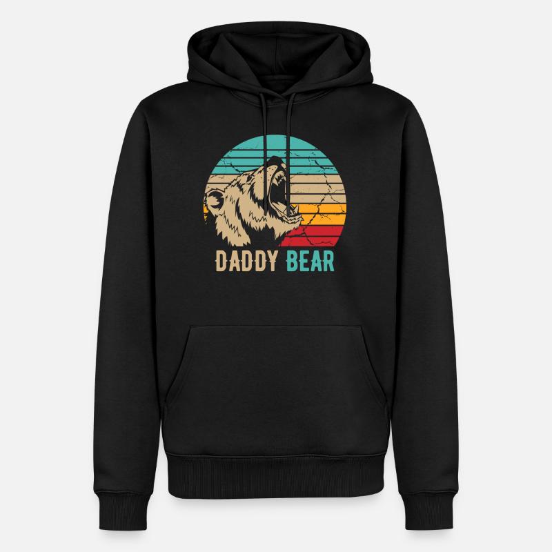 Papa Bär - Männer Premium Bio Hoodie - Schwarz