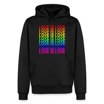 LOVE IS LOVE - Männer Premium Bio Hoodie - Schwarz - Vorne - Nico (187cm)