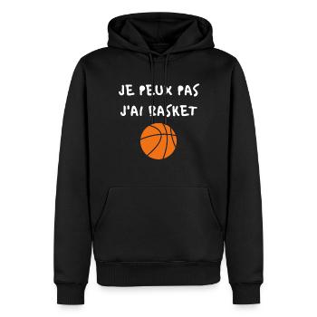 JE PEUX PAS J'AI BASKET - Sweat à capuche Premium bio Homme - noir - Devant - Nico (187cm)