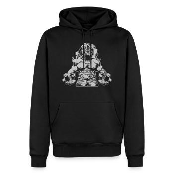 Lion Beast Fitness Muscle - Sweat à capuche Premium bio Homme - noir - Devant - Nico (187cm)