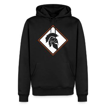 helm spartaner - Männer Premium Bio Hoodie - Schwarz - Vorne - Nico (187cm)