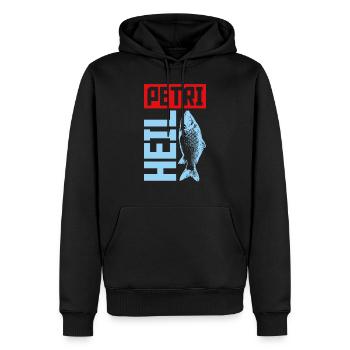 Petri Heil Fischen Angeln Spruch - Männer Premium Bio Hoodie - Schwarz - Vorne - Nico (187cm)