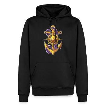 anker boussole d’or tentacules - Sweat à capuche Premium bio Homme - noir - Devant - Nico (187cm)