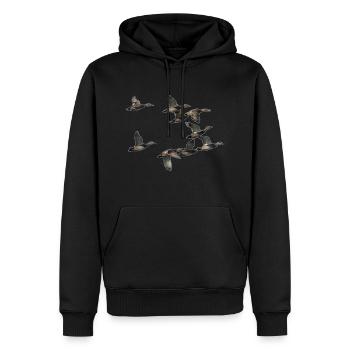 bande de canard en vole - Sweat à capuche Premium bio Homme - noir - Devant - Nico (187cm)