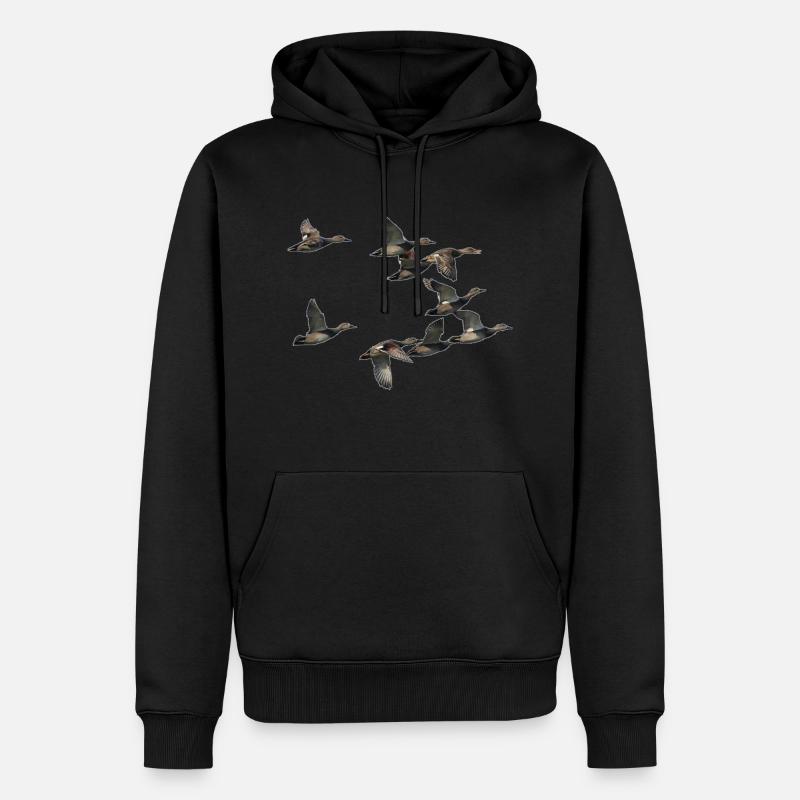 bande de canard en vole - Sweat à capuche Premium bio Homme - noir