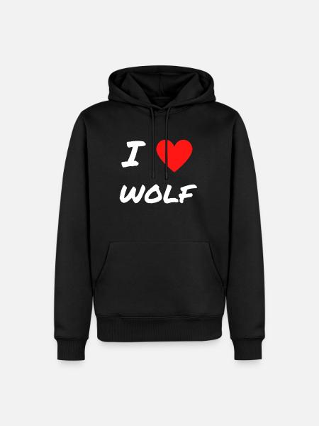 I LOVE WOLF - Sweat à capuche Premium bio Homme - noir