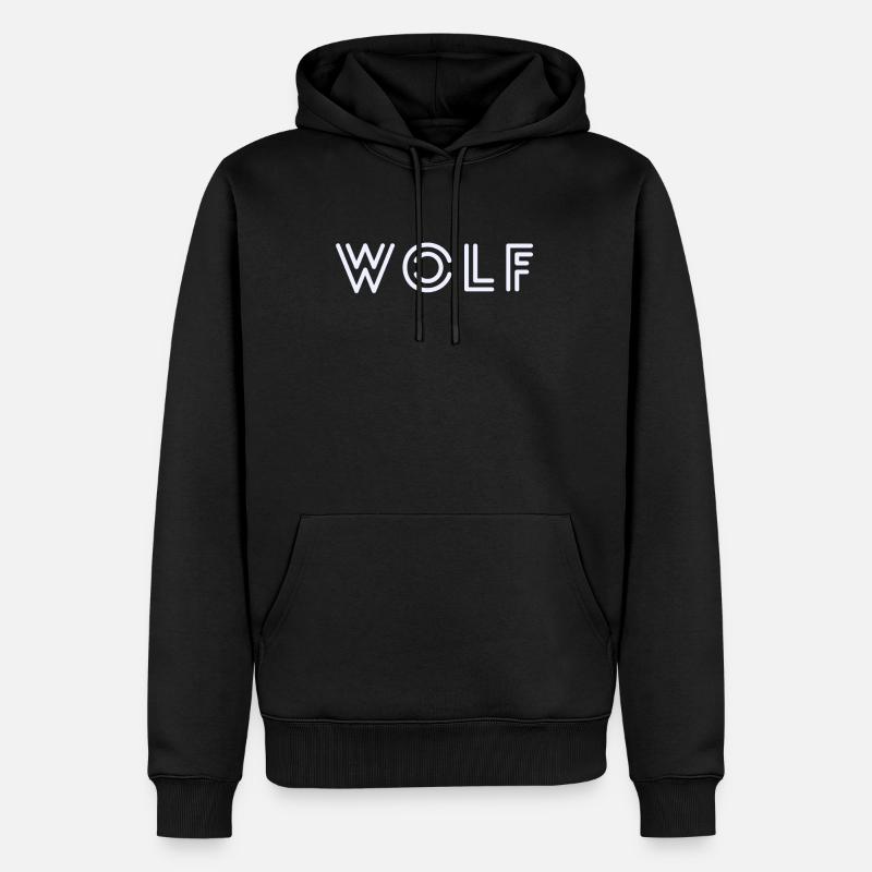 WOLF - Männer Premium Bio Hoodie - Schwarz