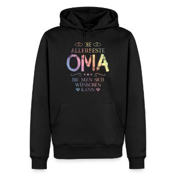 Die Allerbeste Oma Zitat Bunt - Männer Premium Bio Hoodie - Schwarz - Vorne - Nico (187cm)