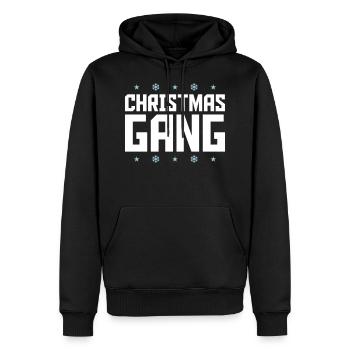 Christmas gang crew fête noël - Sweat à capuche Premium bio Homme - noir - Devant - Nico (187cm)