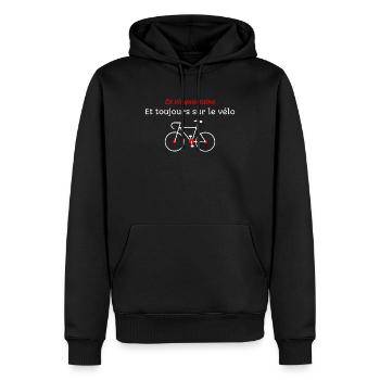 La cinquantaine et toujours sur le vélo - Sweat à capuche Premium bio Homme - noir - Devant - Nico (187cm)