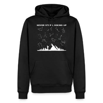 Teleskop Physiker - Männer Premium Bio Hoodie - Schwarz - Vorne - Nico (187cm)