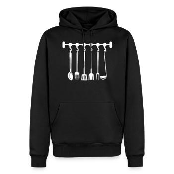 Accessoires de cuisine pour cuisiniers - Sweat à capuche Premium bio Homme - noir - Devant - Nico (187cm)