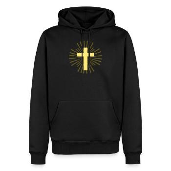Kreuz Jesu - Männer Premium Bio Hoodie - Schwarz - Vorne - Nico (187cm)