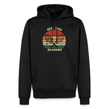 Court de tennis - Sweat à capuche Premium bio Homme - noir - Devant - Nico (187cm)