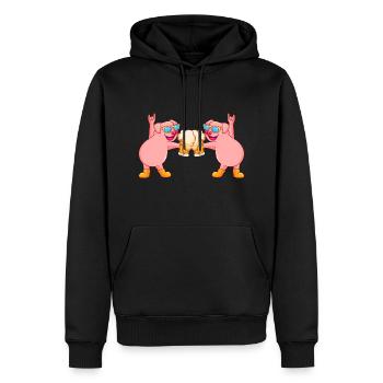 schwein bier party sau team comic - Männer Premium Bio Hoodie - Schwarz - Vorne - Nico (187cm)