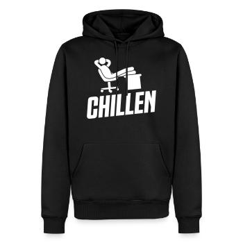 arbeiten büro chillen - Männer Premium Bio Hoodie - Schwarz - Vorne - Nico (187cm)
