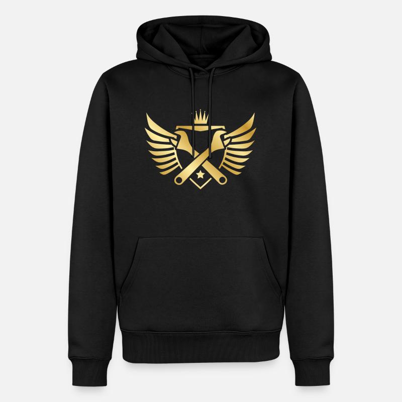 Clé artisanale blason or - Sweat à capuche Premium bio Homme - noir
