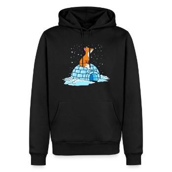 fuchs iglu winter ploar comic - Männer Premium Bio Hoodie - Schwarz - Vorne - Nico (187cm)