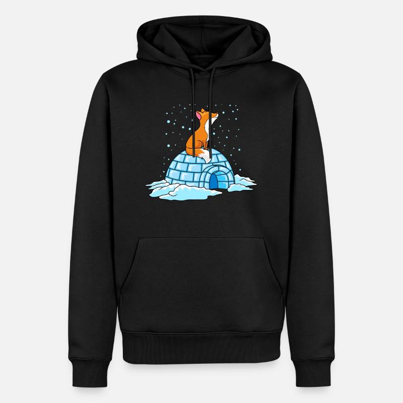 fuchs iglu winter ploar comic - Männer Premium Bio Hoodie - Schwarz