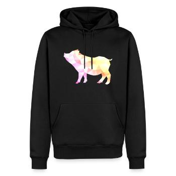 pig polygon schwein bunt - Männer Premium Bio Hoodie - Schwarz - Vorne - Nico (187cm)