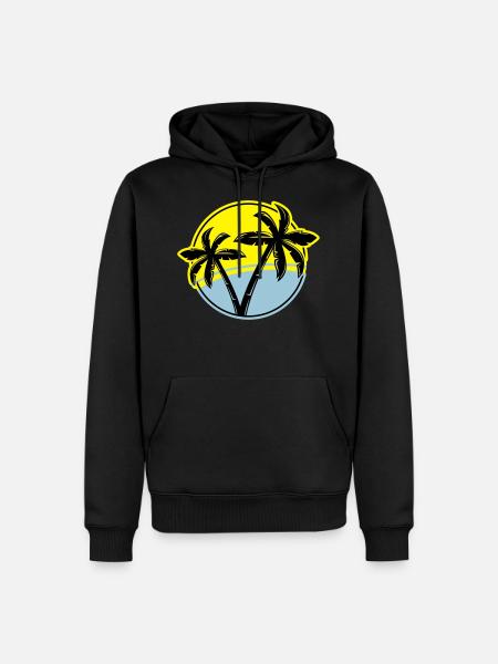 palm silhouette circle beach - Men’s Premium Organic Hoodie - black