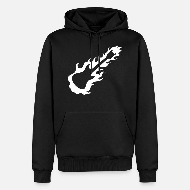 Guitare - Guitare / Rock - Feu - Sweat à capuche Premium bio Homme - noir