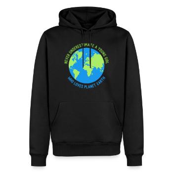 ne sous-estime pas une jeune fille planète n’aime la terre - Sweat à capuche Premium bio Homme - noir - Devant - Nico (187cm)