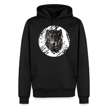 Wolf - Sweat à capuche Premium bio Homme - noir - Devant - Nico (187cm)