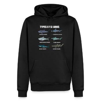 typen von haien walhai hammerhai tigerhai makohai - Männer Premium Bio Hoodie - Schwarz - Vorne - Nico (187cm)
