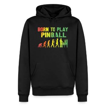 born to play pinball evolution gamen jeu jouer - Sweat à capuche Premium bio Homme - noir - Devant - Nico (187cm)