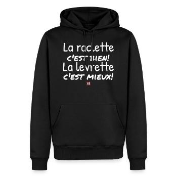 La raclette c'est bien la levrette c'est mieux. - Sweat à capuche Premium bio Homme - noir - Devant - Nico (187cm)