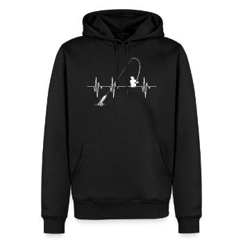 Pêche en haute mer - Sweat à capuche Premium bio Homme - noir - Devant - Nico (187cm)