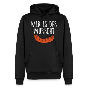 Mir is des Wurscht - Bayrisch Dialekt Mundart - Männer Premium Bio Hoodie - Schwarz - Vorne - Nico (187cm)