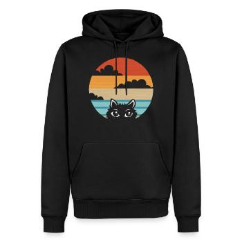 Chat Cat Vintage Retro - Sweat à capuche Premium bio Homme - noir - Devant - Nico (187cm)
