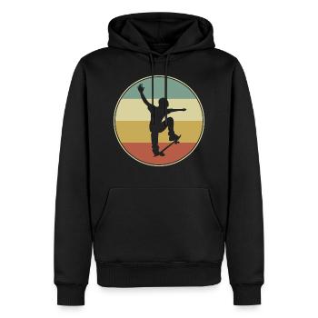 Retro Skater Cooles Skateboard Jungs Geschenk - Männer Premium Bio Hoodie - Schwarz - Vorne - Nico (187cm)