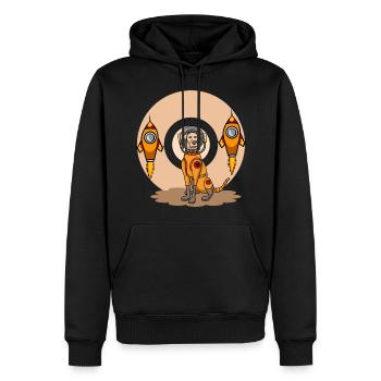 Comic Hunde Astronaut im Weltraum mit Raketen - Männer Premium Bio Hoodie - Schwarz - Vorne - Nico (187cm)