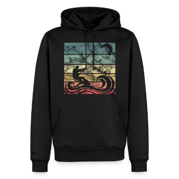 Retro Kitesurfen - Männer Premium Bio Hoodie - Schwarz - Vorne - Nico (187cm)