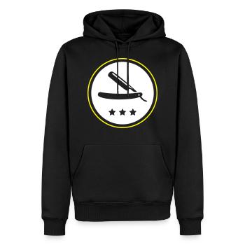 Lame de rasoir barber - Sweat à capuche Premium bio Homme - noir - Devant - Nico (187cm)
