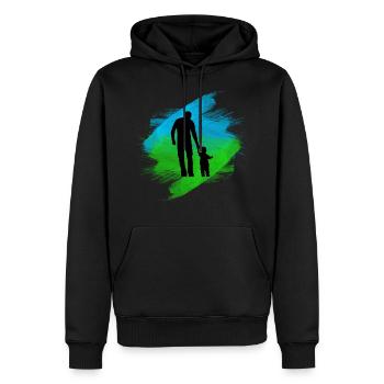 Père et fille - Sweat à capuche Premium bio Homme - noir - Devant - Nico (187cm)