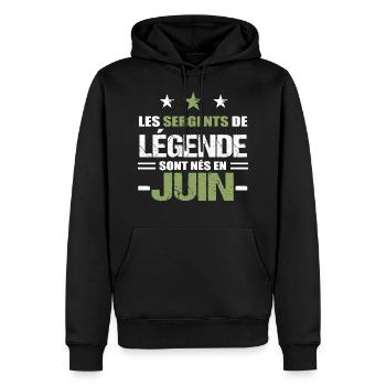 Sergent cadeau anniversaire juin militaire - Sweat à capuche Premium bio Homme - noir - Devant - Nico (187cm)