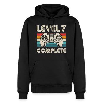 7ème anniversaire sort 7 ans cadeau d’anniversaire - Sweat à capuche Premium bio Homme - noir - Devant - Nico (187cm)